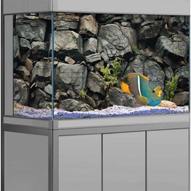 Dtekoj 72X18IN Stone Aquarium Background, Rock Fish Tank Background, Natural Rocky Glass Terrarium Background with 8 EVA Double-Sided Tape