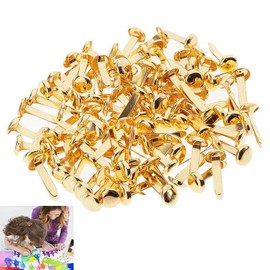 Pack of 100 Pattern Bag Clips, Pattern Clips, Letter Clips, Metal Round Head Clips, Sealing Clips, for School, Office, Paper, Letter Clips, Crafts, DIY (Gold)