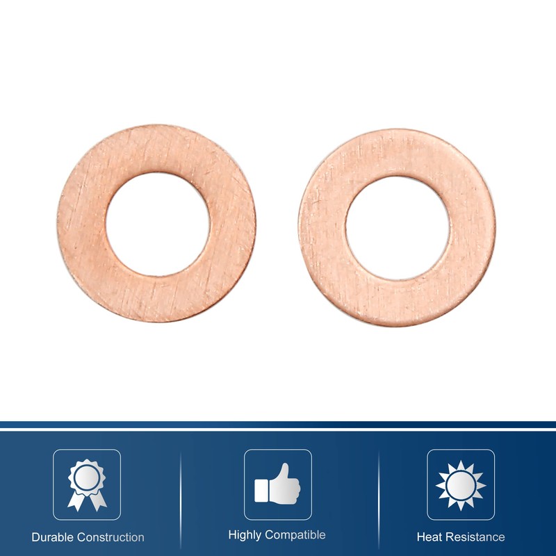 X AUTOHAUX 30pcs M7 x 14mm x 1mm Copper Flat