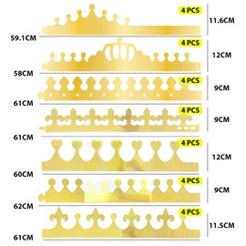 ZWZNBL Pack of 28 7 Types Gold Crown Birthday Party Hats, Adjustable Universal King Crown Celebration Decoration Hats for Adult Children for Event Celebrations, Birthday and Anniversary Parties, etc.