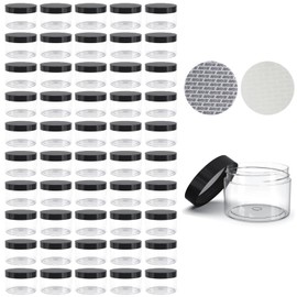 50 Pieces 2oz Plastic Jars with Lids Clear Round Cosmetic Container Empty Storage Jars for Makeup,Jewelry,Samples,Travel Storage