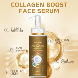 Anti-Aging Boost Collagen Serum,Wrinkle Filler Face Serum,Collagen Ser-um Face with Vitamin C,Hyaluronic Acid,Aloe Vera Extract,Collagen&Vitamin C Ser-um for Fa-ce,Fa-ce Moisturiser for All Skin Types