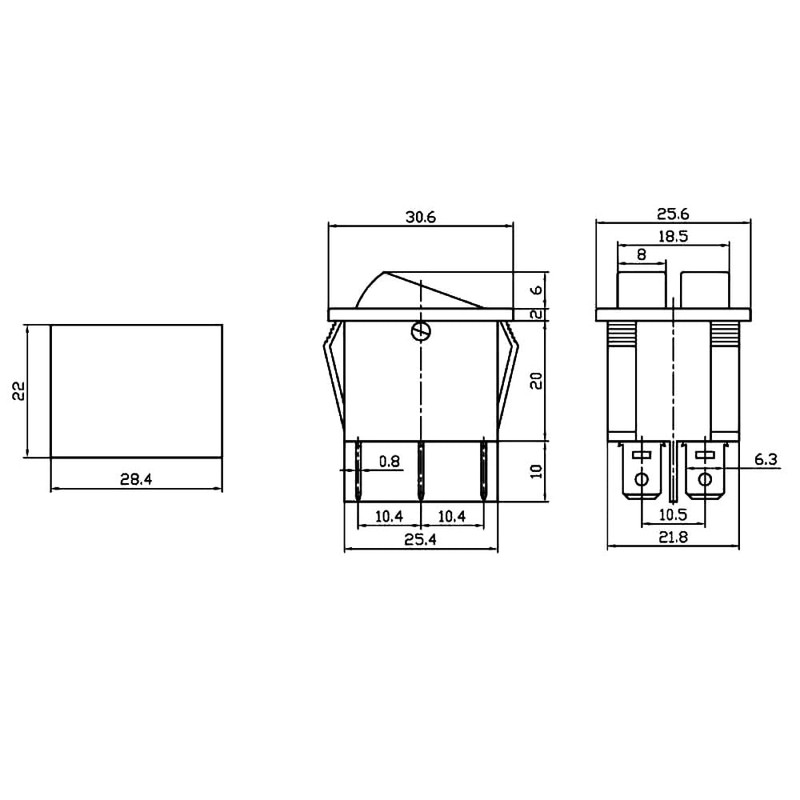 WITTKOWARE Dual Control Rocker Switch, 30 x 22 mm, 2-Pole,