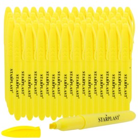 Starplast Pack of 100 Fluorescent Yellow Highlighters, Bezel Tip Highlighter, Quick Dry, Yellow Markers for Adults Children at Home School Office
