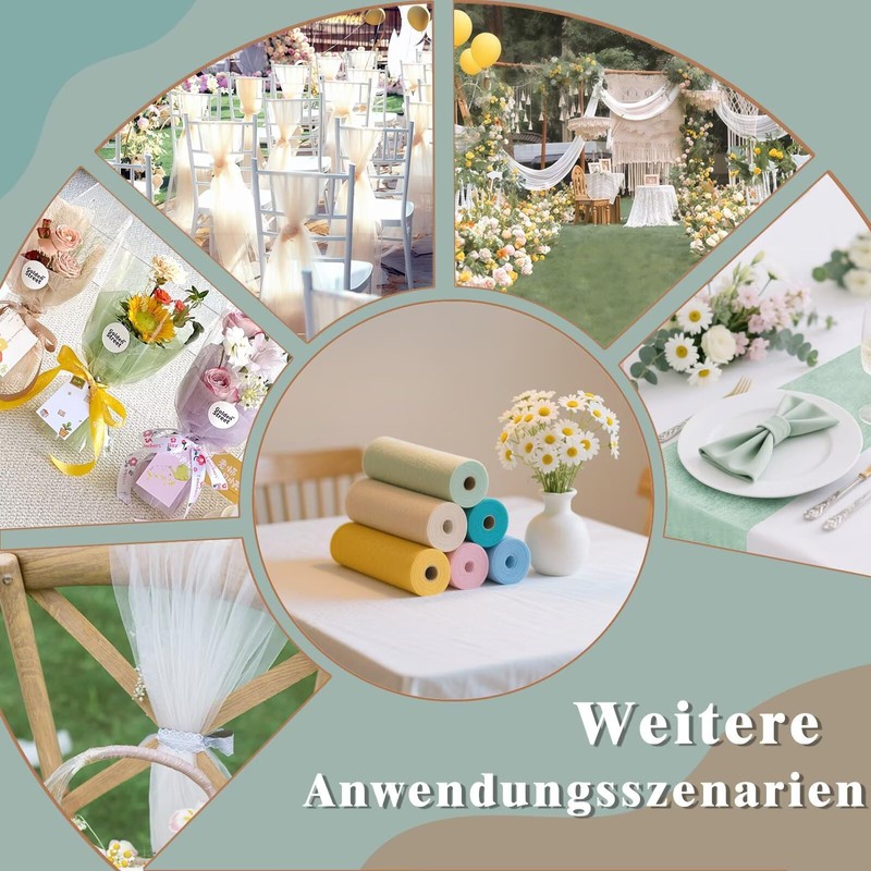 Table Runner, 0.3 x 50 m, Eucalyptus Green, Disposable Non-Woven