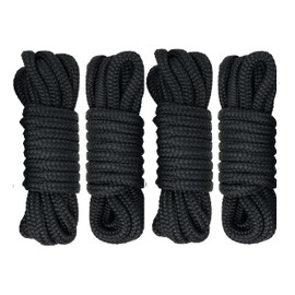 Rainier Supply Co Dock Lines - 4 Pack 15' x 3/8" Premium Double Braided Nylon Dock Line/Mooring Lines with 12" Eyelet - Boat Accessories - Black