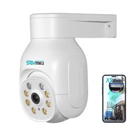 Sovmiku Network Camera, Security Camera, 5x Zoom, Pintilt, IP Camera, PTZ, 3 Megapixels, 1536P, Full Color Night Vision, Indoor and Outdoor Use, Camera, Two-Way Audio, Motion Detection, Alarm Notification, Remote Monitoring, PSE Certified, IP66 Waterproo