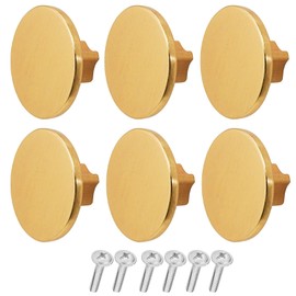 Decoranddecor Vesta - 40mm Round Kitchen Cabinet Furniture Knob Zinc Alloy (6 Pack, Brushed Gold)