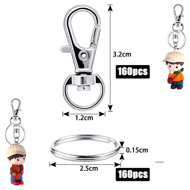 Key Ring Stainless Steel Small 320 Pieces Carabiner Key Ring