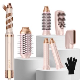 6-in-1 Hair Dryer Brush, 110,000 RPM High-Speed Hair Dryer Fast Drying,Upgraded Air Styler with Auto Wrap Curlers,Blow Dryer Brush for Straightening, Smoothing,Volumizing, No Heat Damage