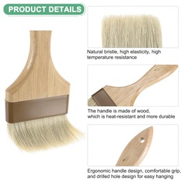 M METERXITY 2-Pack Pastry Brush, Wooden Handle Natural Bristle Basting Brush for Cooking/Barbecue, Kitchen Baking Brushes Butter Brush Food Brush BBQ Oil Brush [75mm]