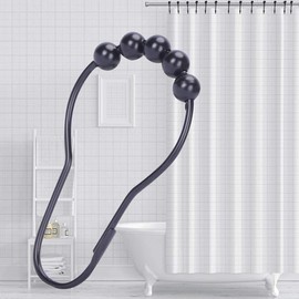 MEISO 12 Unidades Juego de 12 Ganchos para Cortina de baño Acero Inoxidable Cromo Pulido (Negro)