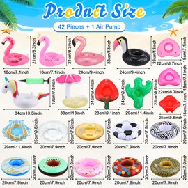 42 Pack Inflatable Drink Holders for Pool Swimming Pool Drink Floats Floating Cup Holder for Pool Inflatable Cup Coasters with Plastic Air Hand Pump for Party Adults Kids