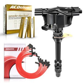 MAS Ignition Distributor and 6Pcs ACDelco Platinum Spark Plugs & Wires Compatible with Chevy GMC 4.3L V6 Vortec OEM #12570426 1103417 1104078 1103976 1103917 12598210 01104078 93441559
