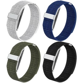 DZHAXIE 4 Pack Band for Hume Band, Nylon Hook and Loop Strap, Soft Breathable Adjustable Sport Wristband Replacement, Durable Lightweight Washable Bands for Fitness Tracker Men Women 5.8-9.8 inch