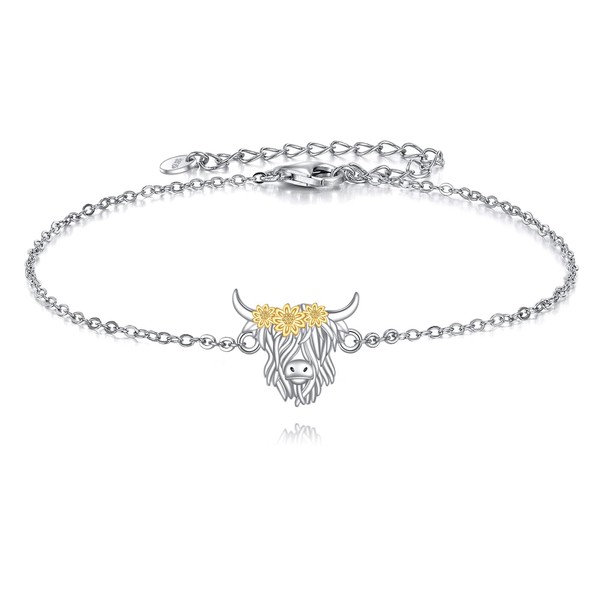 ONEFINITY Highland Cow Armband 925 Sterling Silber Sonnenblume Tiere Armband