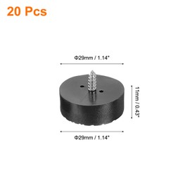 sourcing map 20 Pcs 1.14x0.43 Inch Round Rubber Furniture Feet with Screws, Washer, Non-Slip Furniture Floor Pads for Chair Table Sofa Couch Legs, Black