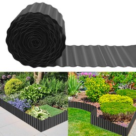 Landscape Edging Border 6inch x 40ft- Corrugated Metal Garden Edging - Lawn Edging Borders - Galvanized Edging Long Strips Yard Border for DIY Flower Beds, Plants, Walkways-Black