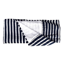 Multi Purpose Lined Towel Sarong Beach Mat Pure Cotton Yoga Pilates Bath Beach Blanket Navy Stripe