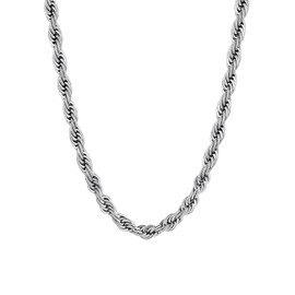 Supcare Twist Rope Chain for Man, 6mm Rope Necklace Stainless Steel Chains 28inches, Hypoallergenic Jewelry
