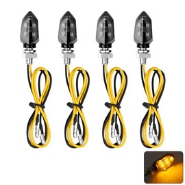 Set of 4 Motorcycle LED Indicators 12 V, Motorcycle Indicator E-MARK, Mini 5 LEDs, Universal Indicator Light with M8 Thread, IP65 Waterproof, E Approved for Motorcycle, Scooter, Quad, Moped, Off-Road Vehicles