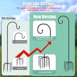 SZHLUX Adjustable Shepherds Hook for Outdoor 76 Inch Bird Feeder Pole with 7 Prongs Base, 5/8 Inch Thick Heavy Duty for Hanging Bird Feeder, Plant Basket