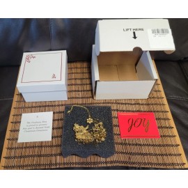 Danbury Mint Holiday Danbury Mint 23kt Gold Plate Christmas Sleigh with Santa & Reindeers NIB