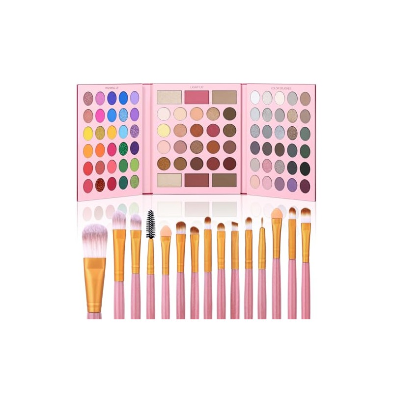 UCANBE Eyeshadow Palette with 15Pcs Brushes Makeup Set, Pigmented 86