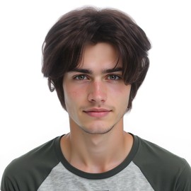 STfantasy Middle Hair Parting Wig – Premium Men's Short Brown Wigs for Rock Style, Buzz Cut, and Leon Kennedy Cosplay