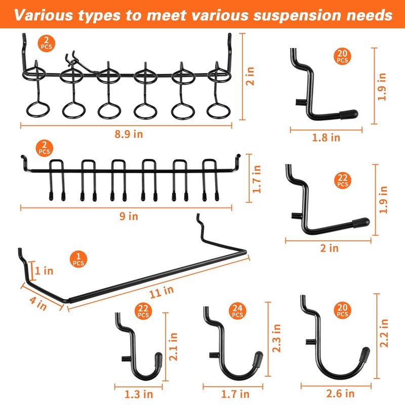 Hogurity 296 PCS Pegboard Hooks,1/4" Extra Thick Heavy Duty Pegboard