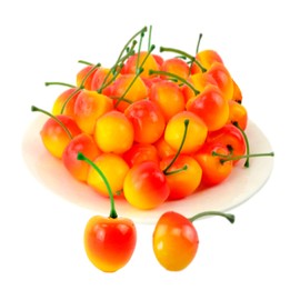 S.fields.inc Cherries Food Samples, 50 Pieces, 1.0 inches (2.5 cm), Domestic Cherry Blossom Peach Samples, Lifelike Fruit Model