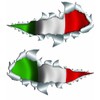 Italian Flag Metal Rip Open Sticker 150mm