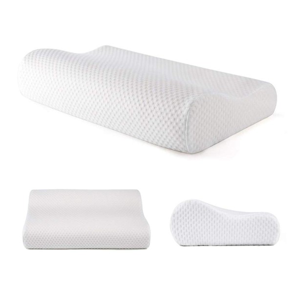 Tektrum Ergonomic Cervical Memory Foam Pillow with Suitable Height, Contour Pillow for Neck and Shoulder Pain, Orthopedic Sleeping Pillow, Hypoallergenic Pillowcase for Side/Back Sleepers (TD-P-001)