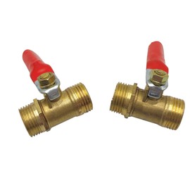 Mini Ball Valve Shut Off Switch, 3/8 INCH BSPT (Male) x 3/8 INCH BSPT (Male) Brass Pipe Fittings, 180 Degree Operation Handle, 2 Pack