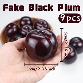 Lorigun 9pcs Artificial Lifelike Simulation Black Plum Fake Fruits Photography Props Model