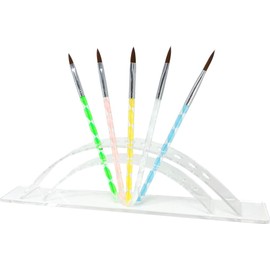 1 x 5-piece acrylic brush set, size 4, 6, 8, 10, 12 + modern transparent acrylic brush stand