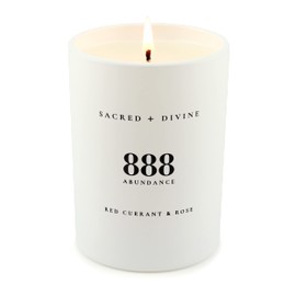 Sacred + Divine 888 "Abundance Scented Intention Candle, Red Currant and Rose, Angel Number Manifestation Candle, Soy Coconut Aromatherapy Candle with 80 Hour Burn Time