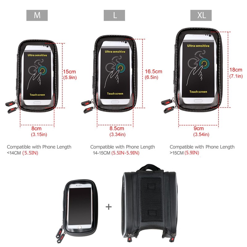 ROTTO Bike Frame Bag Waterproof Bicycle Phone Bag on Top