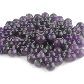 abalorio de piedra natural, 100 abalorio redondas de amatista de 6 mm, abalorio de piedra auténtica, sueltas, tamaño del agujero de 1 mm, abalorio lisas para pulseras, collares, arete, joyería