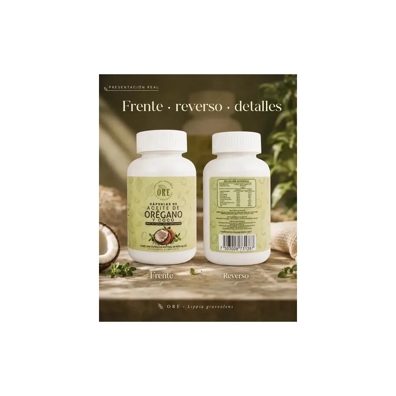 Aceite De Orégano Y Aceite De Coco En Capsulas 100