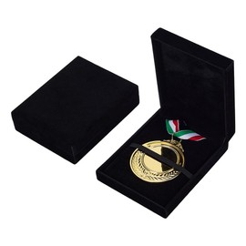 FINGERINSPIRE 2Pcs Single Medal Display Storage Box Black Velvet Medal Case Rectangle Award Display Box Medals Organizer Boxes Velvet Medals Gift Boxes for Runners Sports Winners and Military Awards