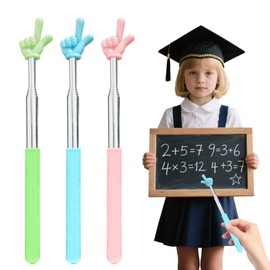 3Pcs Pointer Stick for Classroom, Pointer Finger Stick, Conference Guide Stick, Retractable Teacher Pointer for Presentation, Telescopic Pointer for Kids Reading(Blue Pink Green)