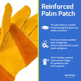 JOYCEMALL Long Leather Gardening Gloves for Women/Men, Rose/Blackberry Pruning Thorn Proof Thick Palm Cowhide Leather Gloves with Forearm Protection for Yard & Outdoor Work - Yellow - M