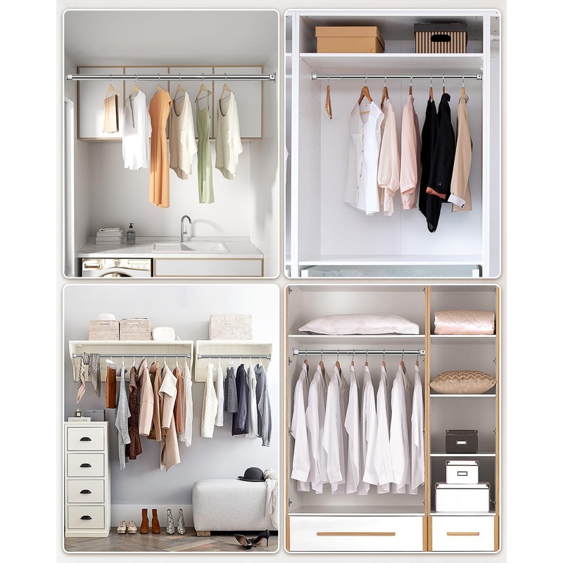 FIRJOY Closet Rods for Hanging Clothes - Heavy Duty, Length