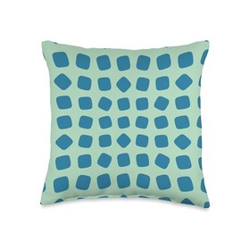 Aquamarine Teal Blue Rounded Square Shape Cubes Pattern Throw Pillow