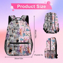 Nhemeylp Singer Music Lover Backpack, 16in School Backpack for Teenager, Lightweight Classic Casual Rucksack, Aesthetic Backpack for School College Work Music Lover Gifts for Women and Girls