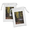 Lunarable Nature Fabric Pouch Set of 2, Small Waterfall Brandywine