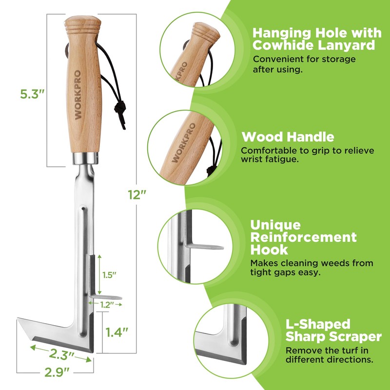 WORKPRO Crack Weeder, 12" Stainless Steel Crevice Weeding Tool with