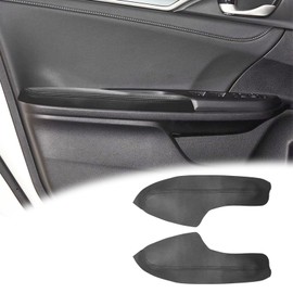 VKGUG 2PCS Front Door Panel Armrest Cover Replacement Compatible with Honda Civic 10th Gen 2016-2020 Left and Right Leather Arm Rest Replaced Skin Upholstery Black (Only Leather Part)