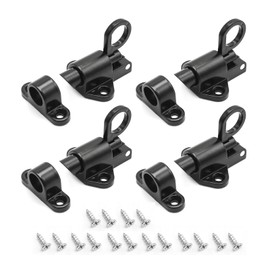 ZUDKSUY 4Pcs Aluminum Alloy Spring Load Bolt Latch, Black Self-Closing Latch, Security Automatic Window Gate Lock for Door Window Cabinet Sheds Gates Drawer Dresser